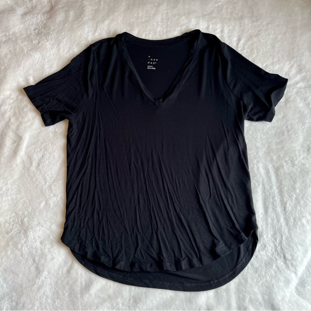 A New Day flowy dress tee, color black, size medium